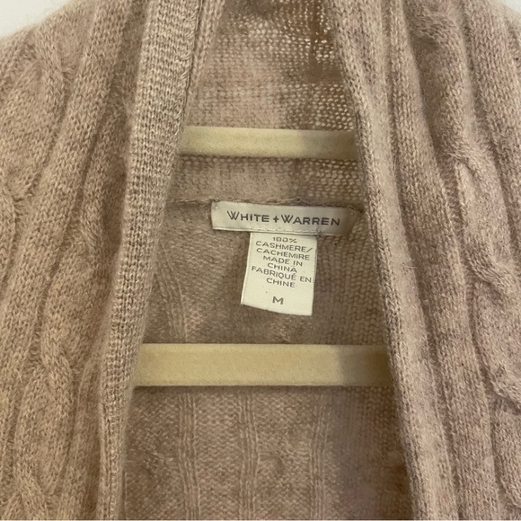 White + Warren Cashmere Cable Knit Cardigan - Sand - Picture 3 of 5